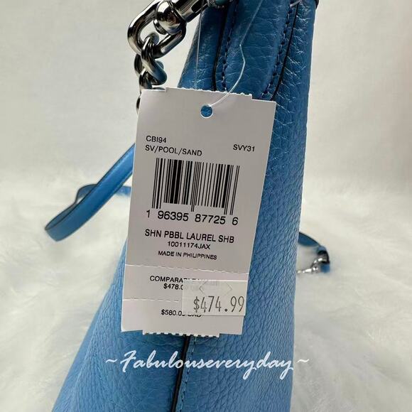 Coach Laurel Shoulder/Crossbody Bag With Mirror Charm And Pouch CBI94 Pool/Sand - Picture 5 of 9